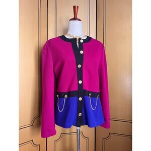 Vintage colorblock cardigan with chain details, size 10